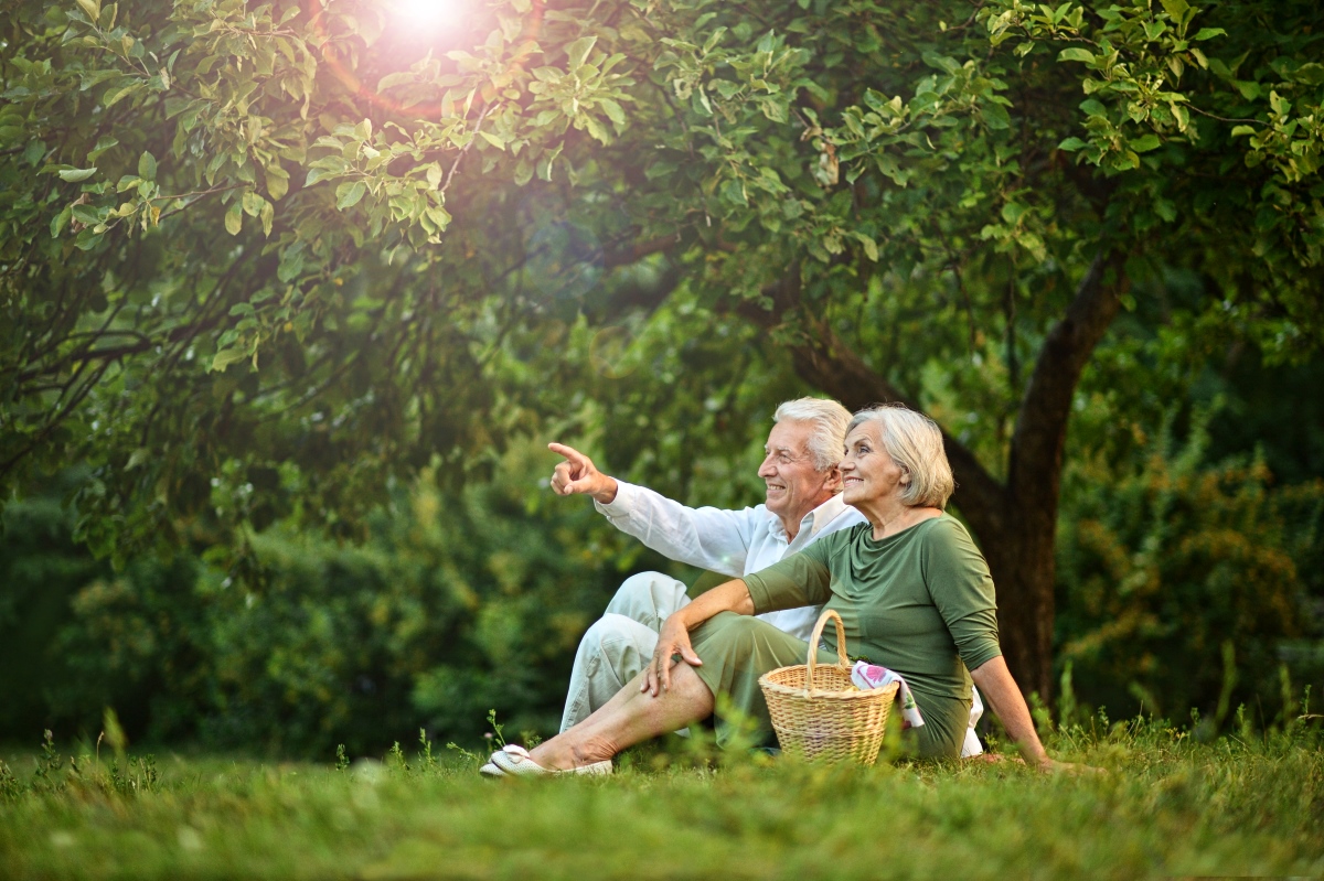 old couple enjoying nature